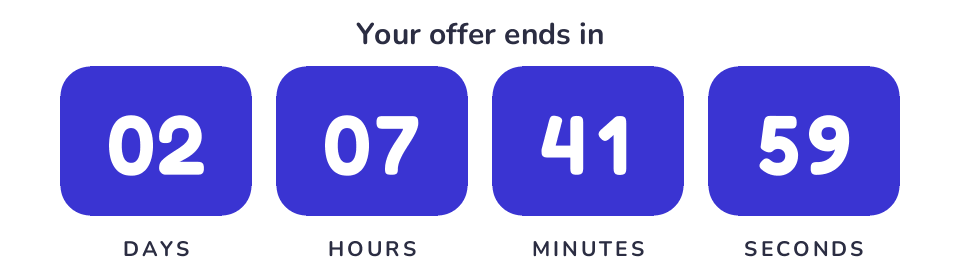 Email countdown ticking down: 2 days, 7 hours, 41 minutes, 59 seconds left